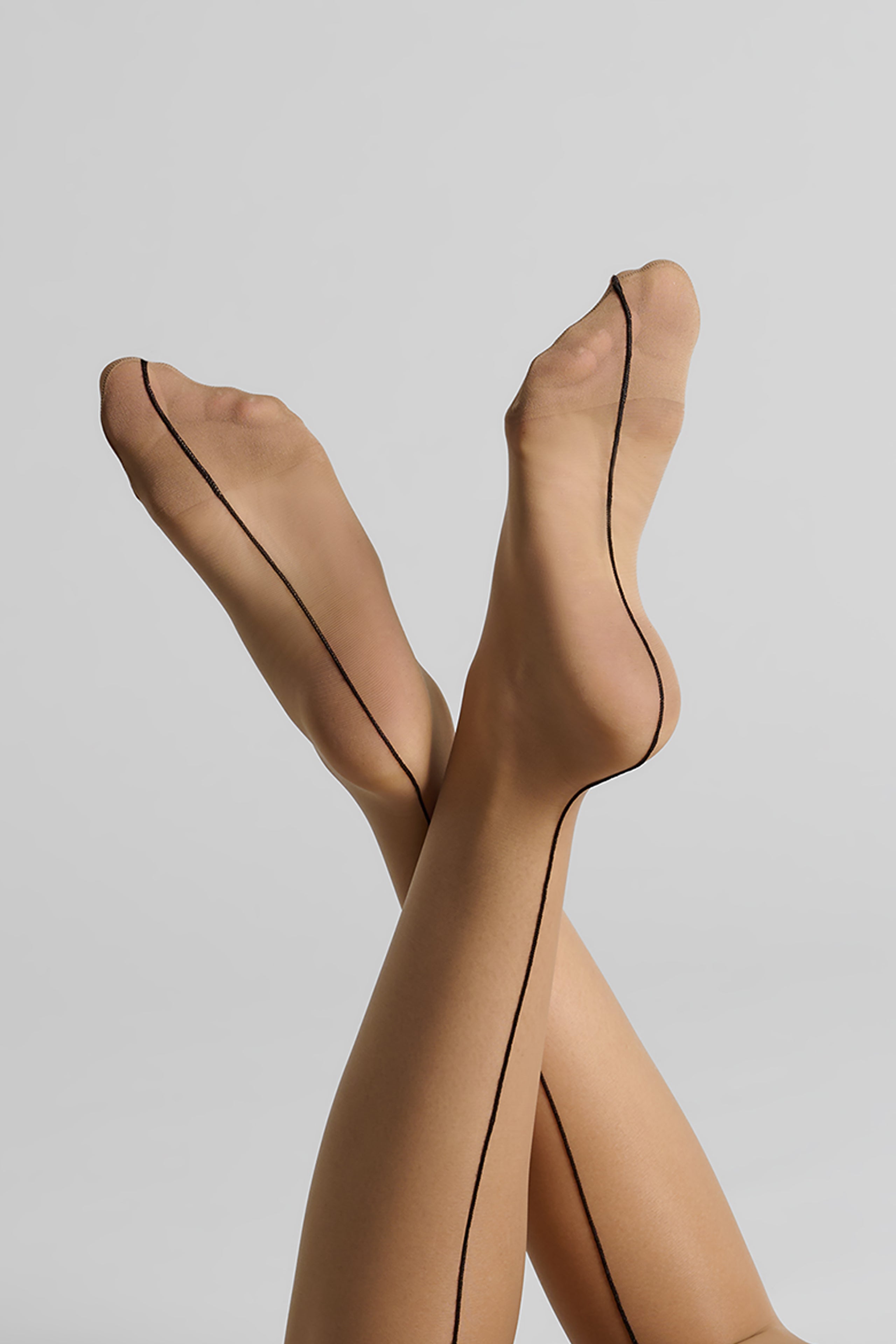 Halterlose strümpfe mit naht und eingerolltem saum 20D - Legwear