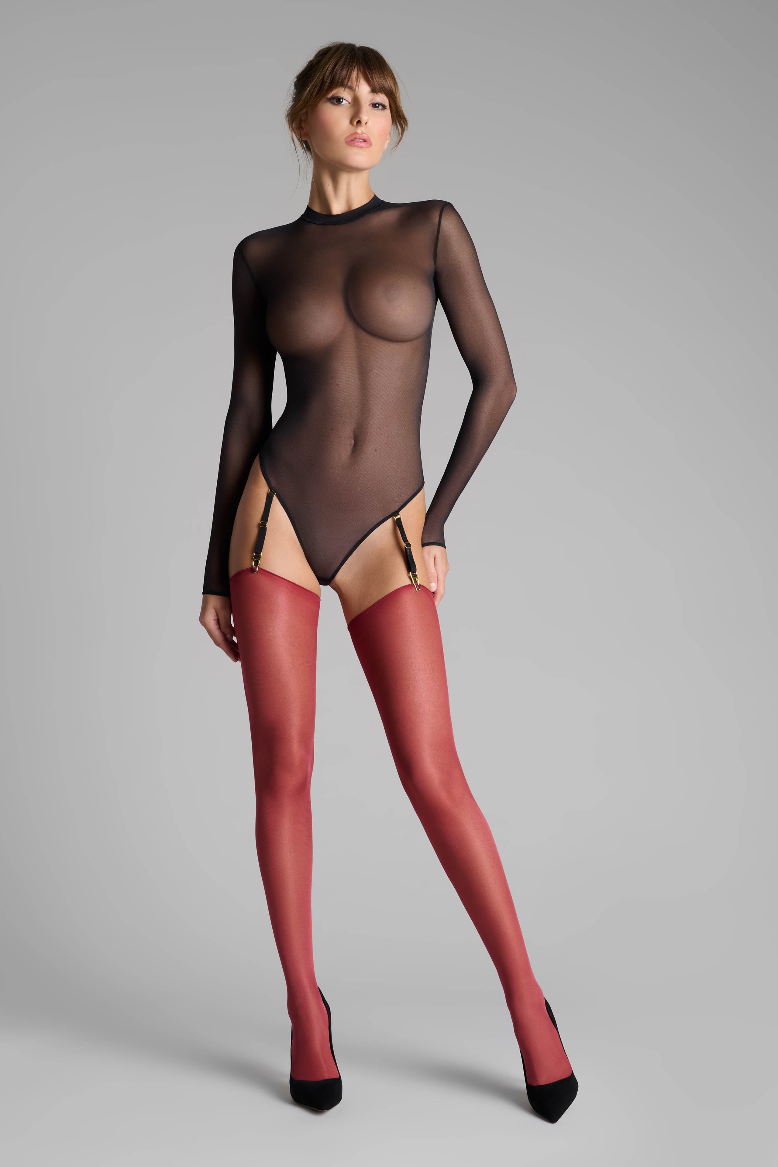 Strümpfe mit gerolltem Schnitt 20D - Bordeaux - Legwear