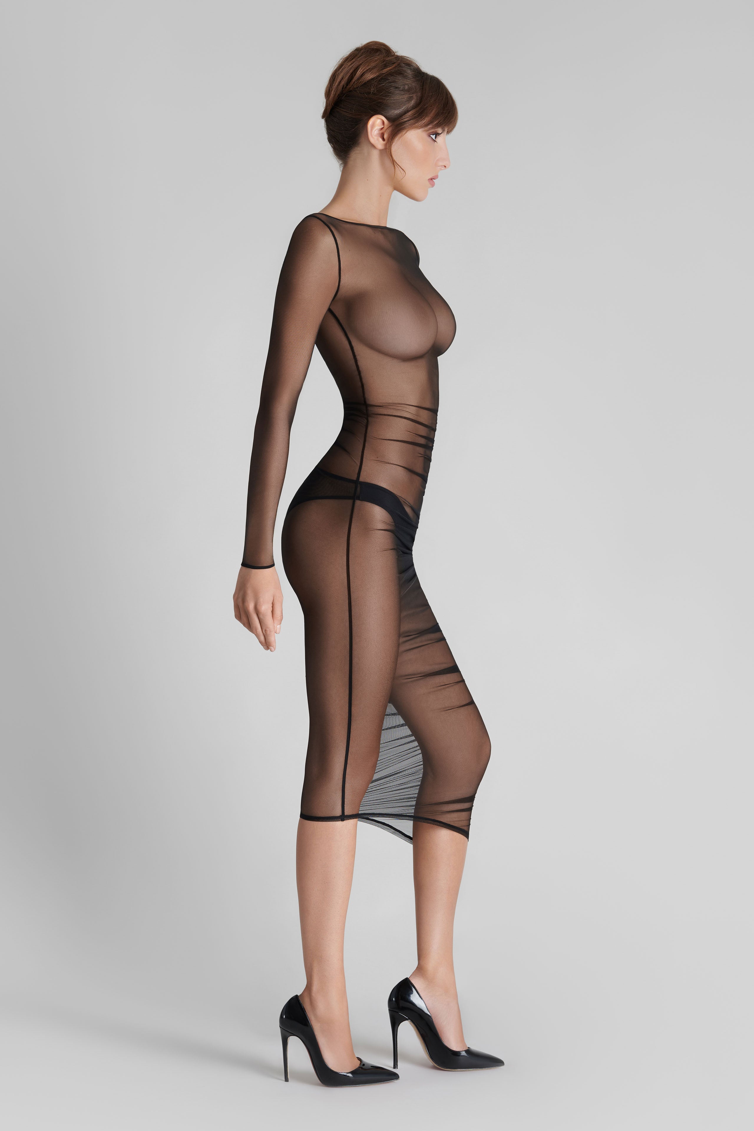 Midikleid Langarm - Nuit Fauve