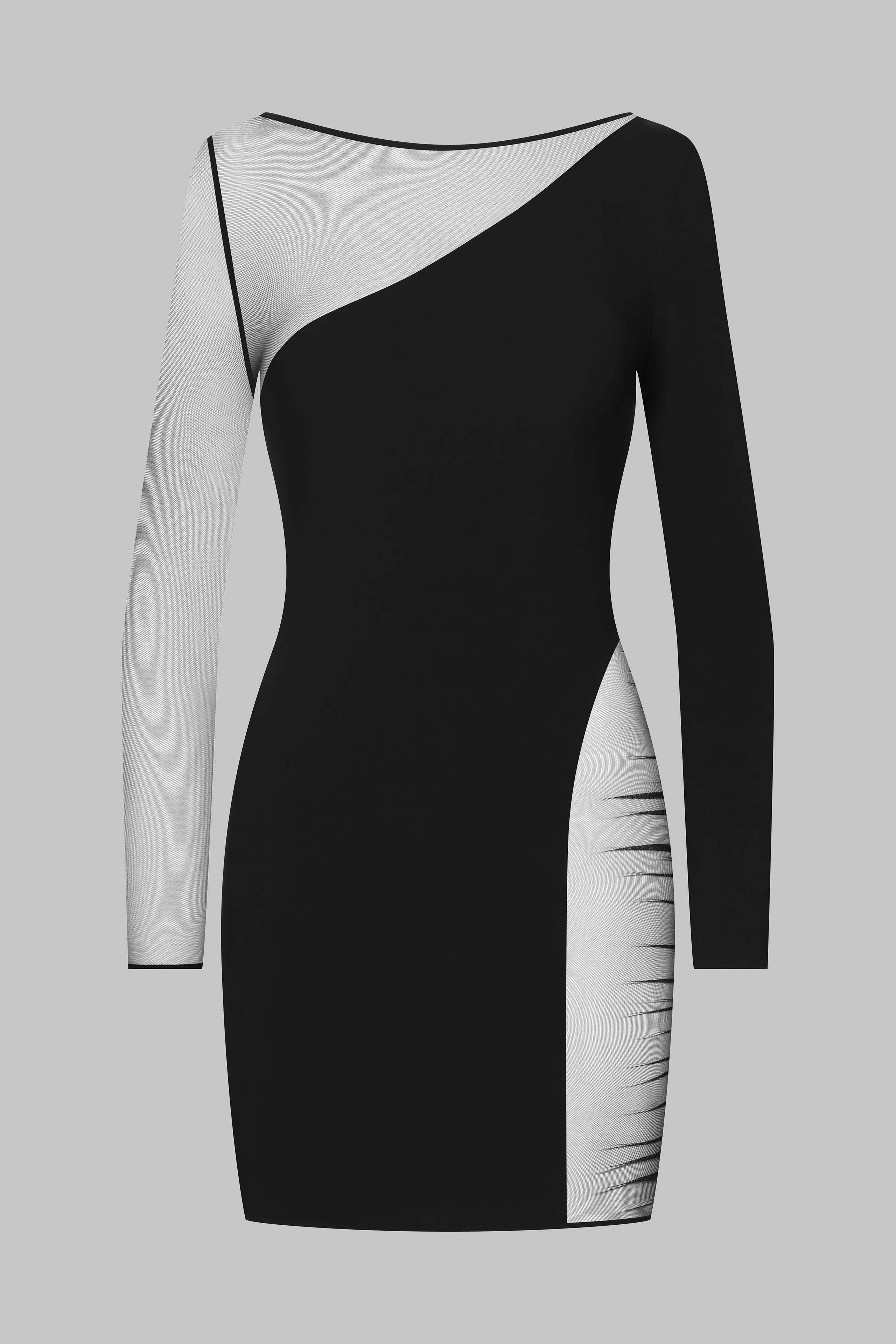 Asymmetrisches Langärmeliges Kleid - Nuit Fauve