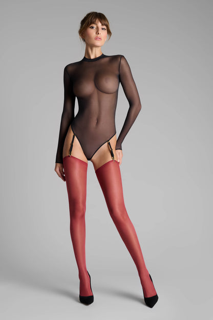 Strümpfe mit gerolltem Schnitt 20D - Bordeaux - Legwear