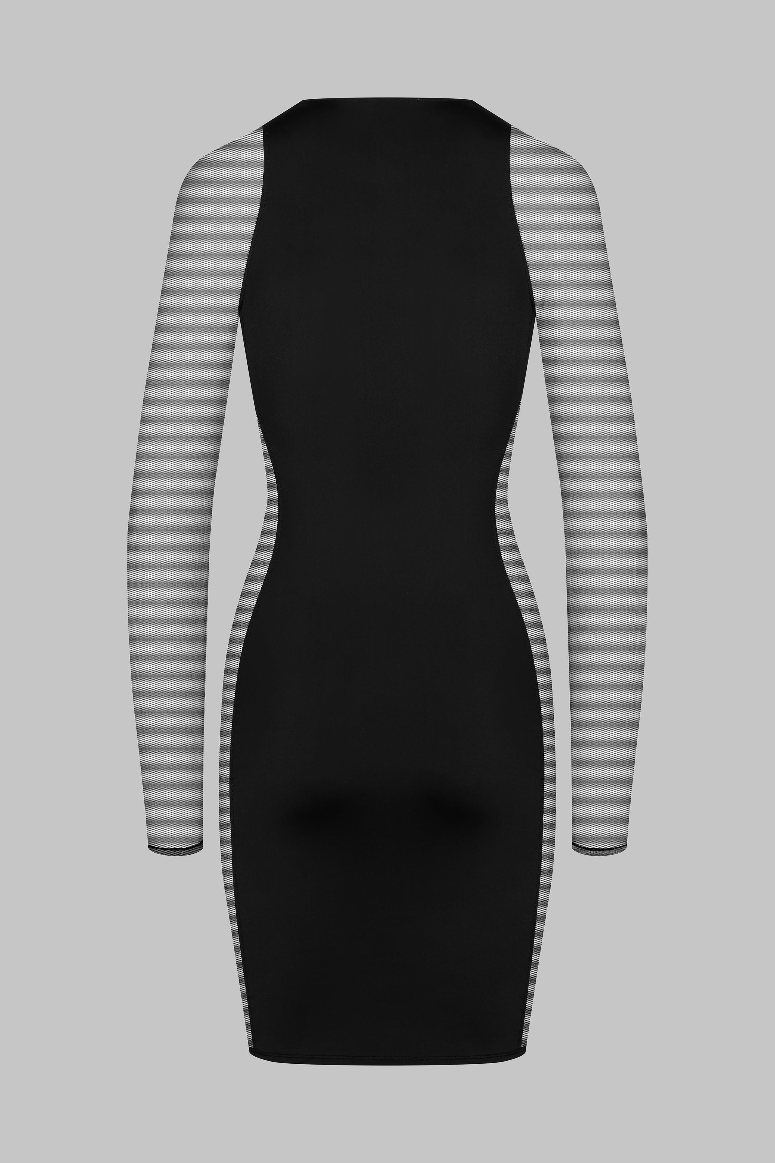 020 - Stretchiges, kurzes Kleid mit eckigem Ausschnitt