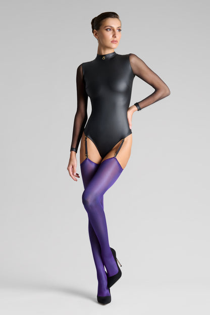 Strümpfe mit gerolltem Schnitt 40D - Violett - Legwear