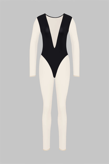 V-Ausschnitt-Langarm-Jumpsuit - Pure Tentation