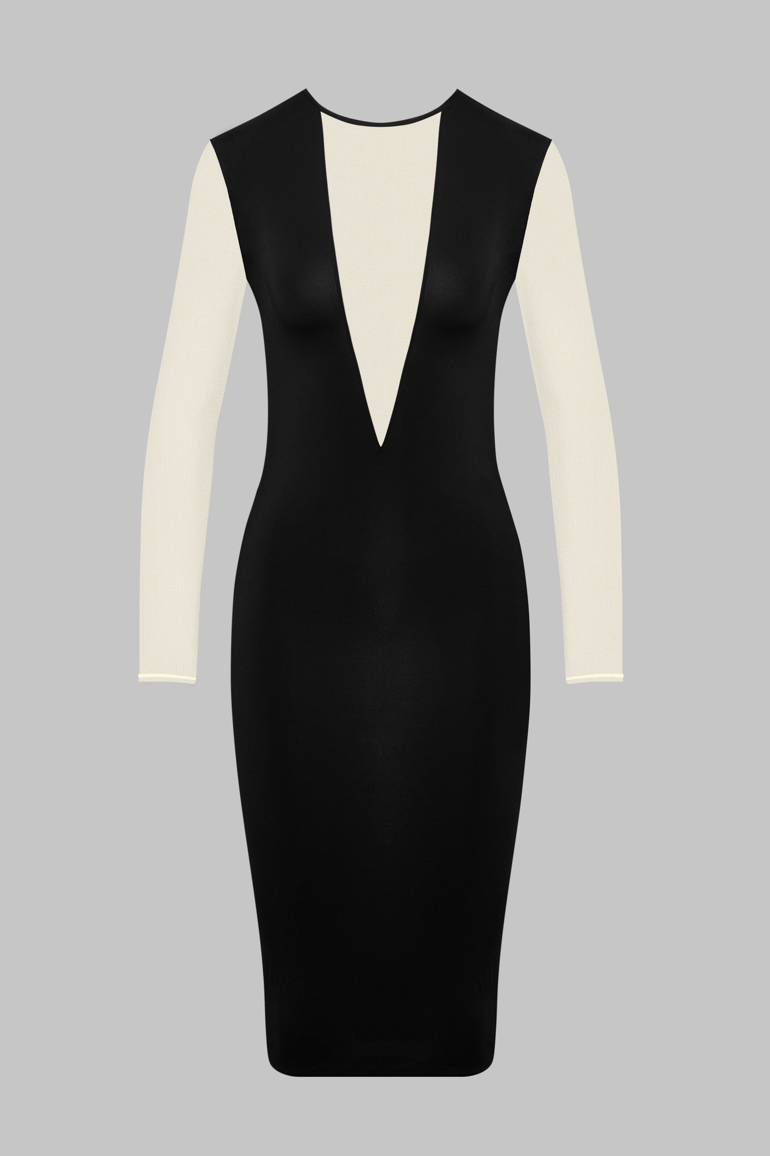 Midi-Langarmkleid mit V-Ausschnitt - Pure Tentation