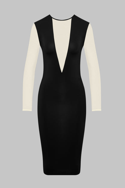 Midi-Langarmkleid mit V-Ausschnitt - Pure Tentation