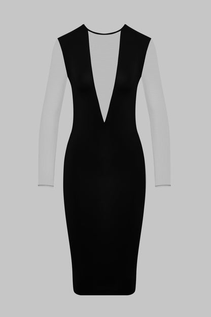 Midi-Langarmkleid mit V-Ausschnitt - Pure Tentation