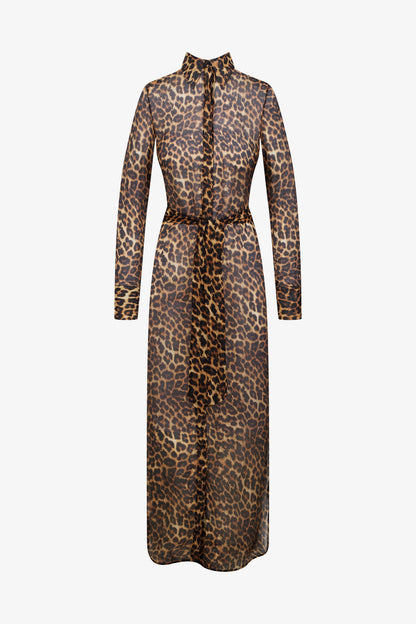 Langes Hemdblusenkleid - Safari