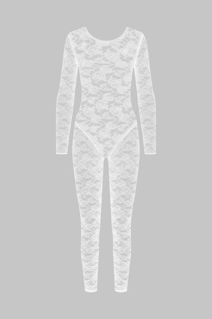 Langärmliger Jumpsuit mit offenem Rücken - Flashback