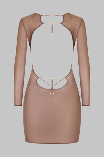 Kurzes Kleid mit offenem Rücken und langen Ärmeln - French Kiss Light