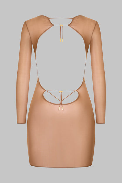 Kurzes Kleid mit offenem Rücken und langen Ärmeln - French Kiss Light