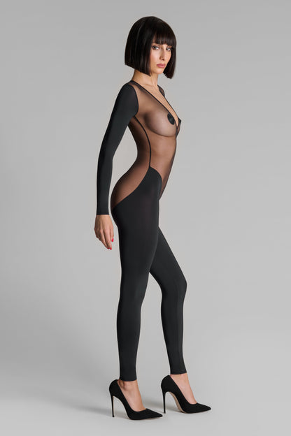 Langarm-Catsuit mit transparentem Rücken - Pure Tentation