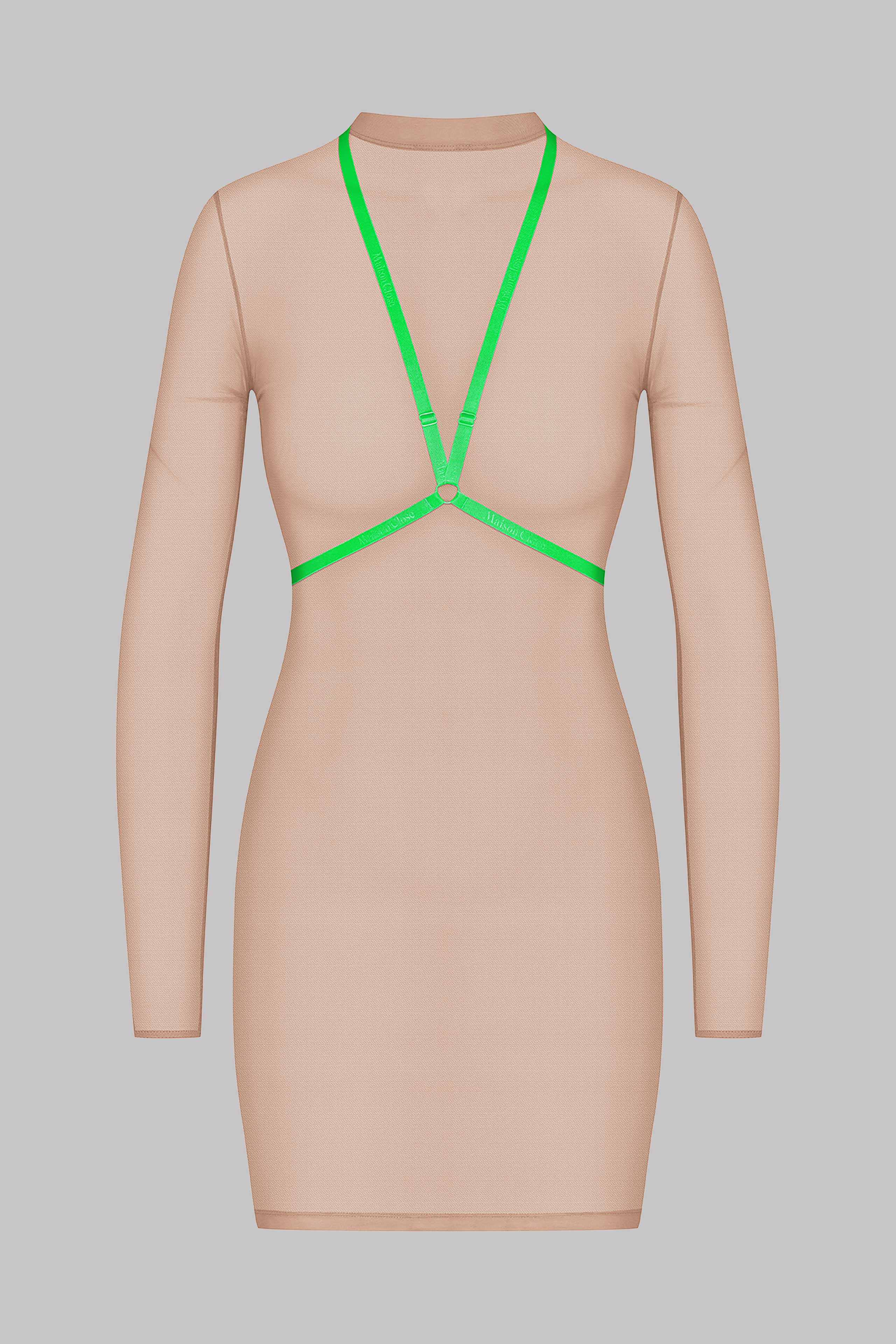Kleid mit harness - Corps à Corps - Fleisch/Neon-Grün
